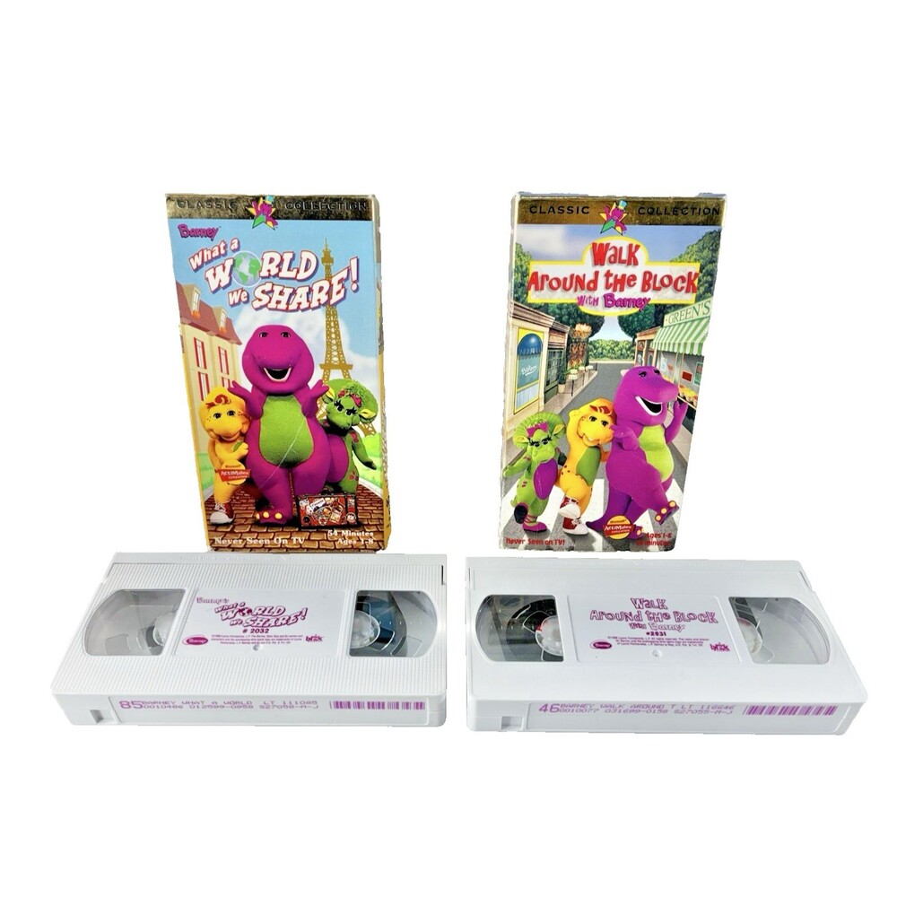 Barney Walk Around the Block with Barney  & What a World We Share Vintage VHS
